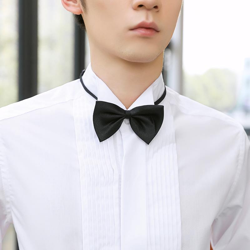 Stylish Wedding Studio Men's Solid Color Collared Shirt