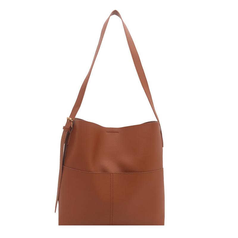 Large Capacity Bucket Bag Women's Bag Retro Fashion Versatile Shoulder Messenger Bag Autumn Niche High-end Tote Bag