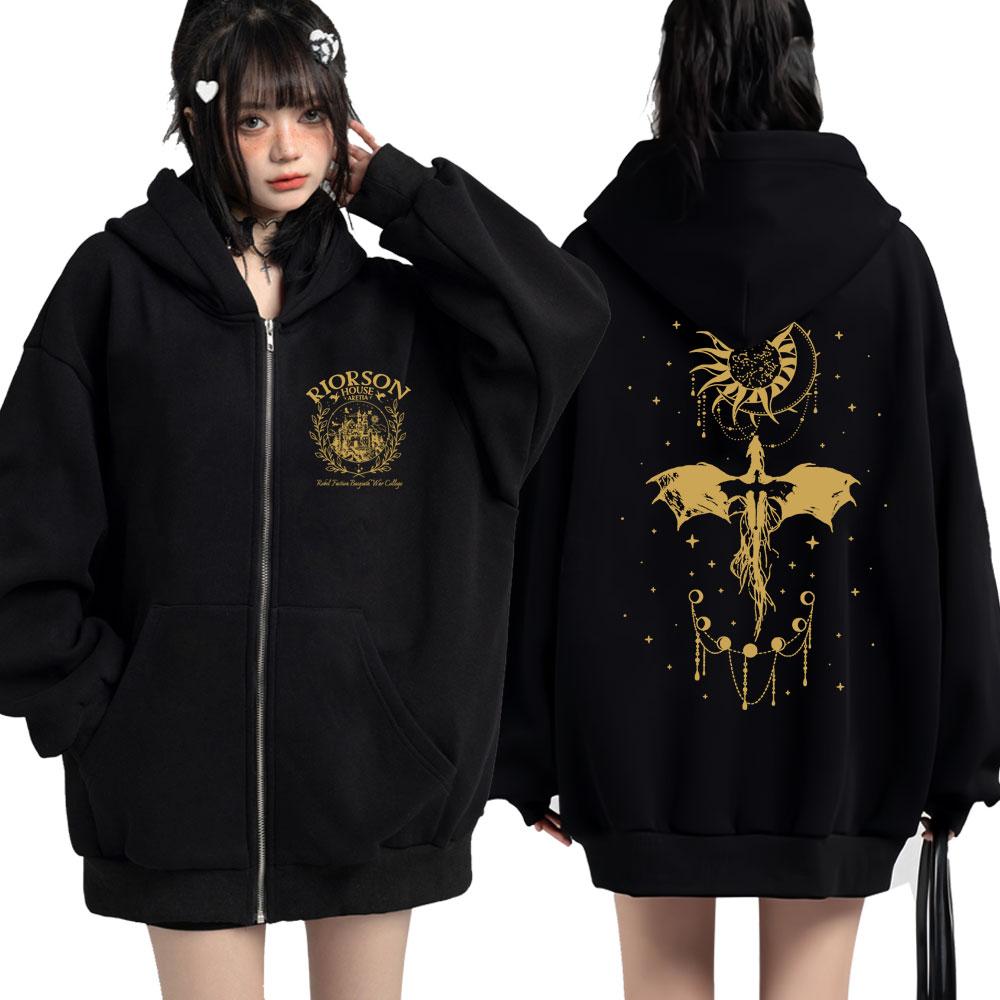 

Basgiath War College Fourth Wing Zipper Hoodies Men Women Fashion Retro Dragon Rider Tracksuit Loose Jackets S