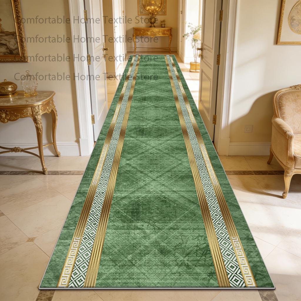 Modern Light Luxury European Style Long Carpet Decoration Hallway Doorway Antiskid Runner Rug Easy Clean Lint-free Corridor Mat