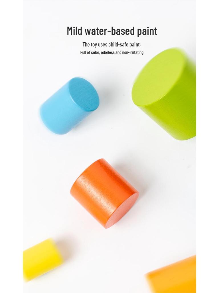 3D Geometric Shape Recognition Blocks for Elementary Math: Cylinder, Cone, Cuboid Wooden Toy Set for Early Education.