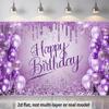 1Pcs Banner 1pc Purple Glitter Birthday Decoration Background Winter Backdrop Decorations For Photo Studio Photo Booth Christmas