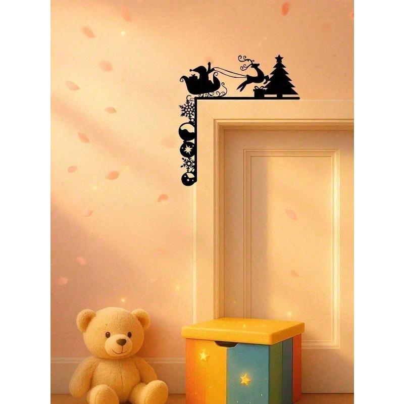 Christmas Sleigh Wall Stickers Removable Holiday Decor for Doors Walls Windows Mirrors Festive Home Decoration