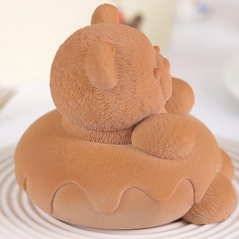 Cute Doughnut Bear Pudding Mold Mousse Silicone Mold Cake Milk Jelly Mold Cartoon Bear Cake Decoration Baking Outdoor Tableware