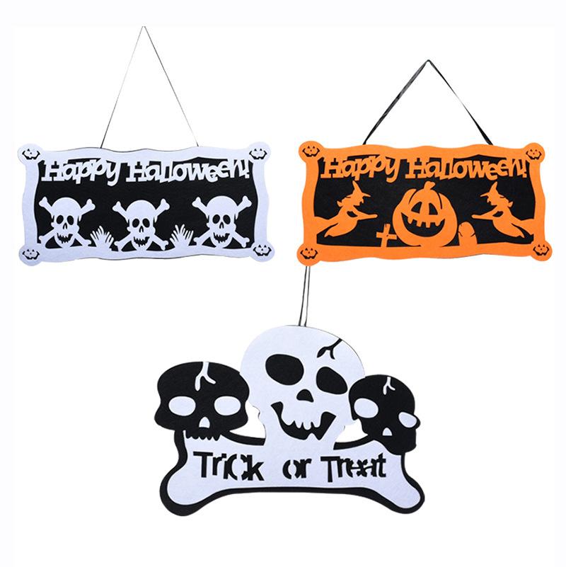 Halloween Rectangular Non-Woven Pumpkin Skull Kindergarten Door Hanging Bar Shopping Mall Pendant Scene Decorative Props