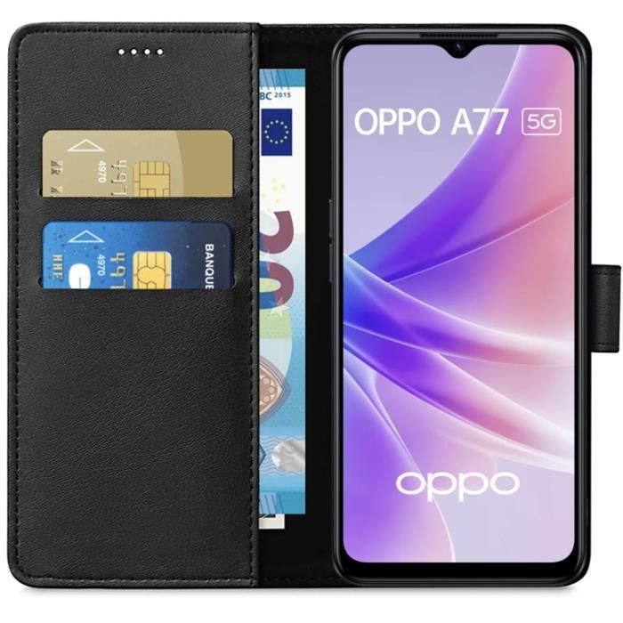 Hülle - Phonillico® - Oppo A77 5G - Brieftasche Schwarz - Magnetklappe - Kartenfächer