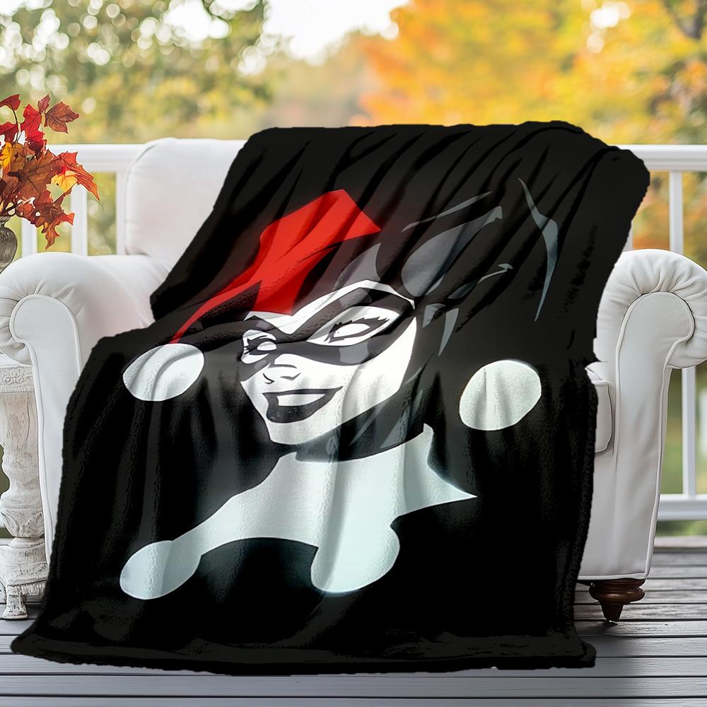 1pc Harley Quinn Outdoor Blanket - Throw Blanket, Soft , Flannel Blankets, Living Room, Travel, Camping c1209068