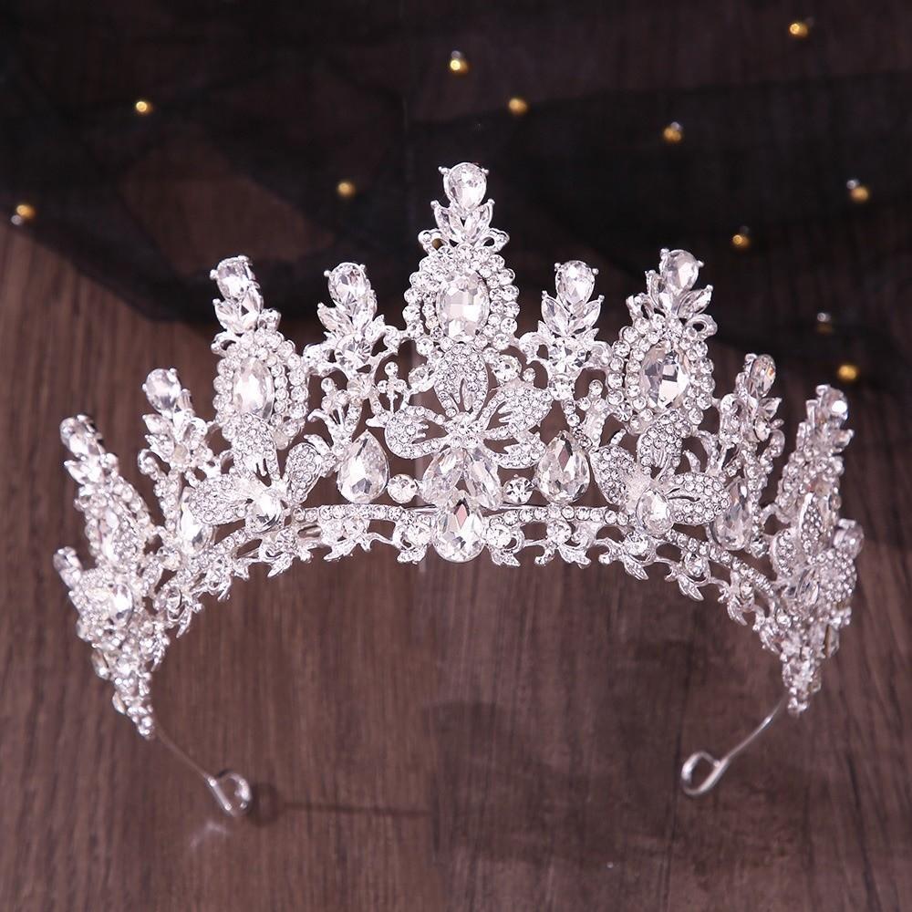 Handmade Crystal Crown Exquisite Baroque Headpiece Rhinestone Headband Bridal Tiara Bridesmaid