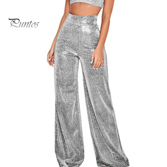 

Женские широкие брюки с рисунком горячего тиснения, глянцевые длинные брюки, клубные выступления, застежка-молния, блестящие брюки M белый