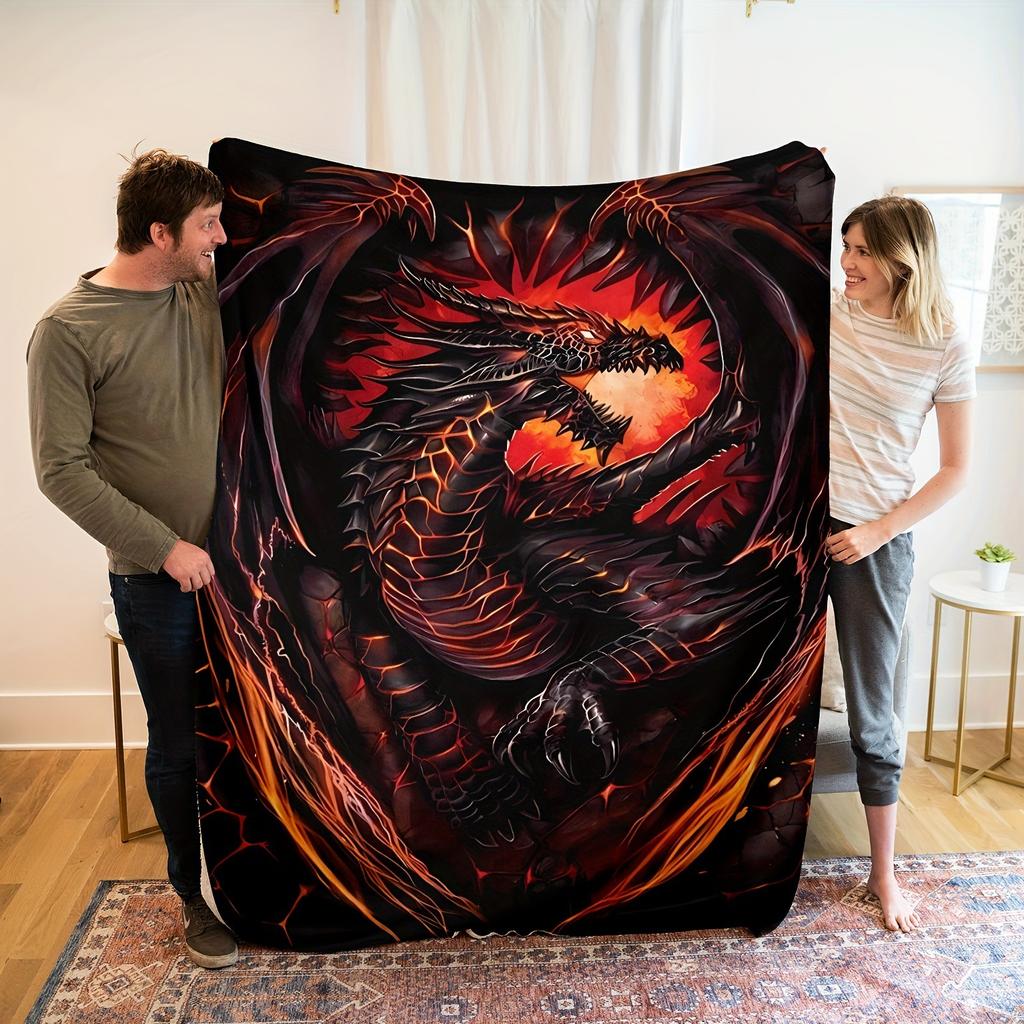 Blue Dragon Print Gift Blanket Home Decoration Gift Soft Flannel Blanket Nap Blanket Gift Blanket Source