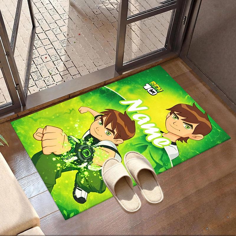 Custom Name Personalized Ben 10 Cartoon Print Carpet, Versatile Home Decor Rug, for Playroom, Apartment, Balcony, Entryway, Hallway Gift