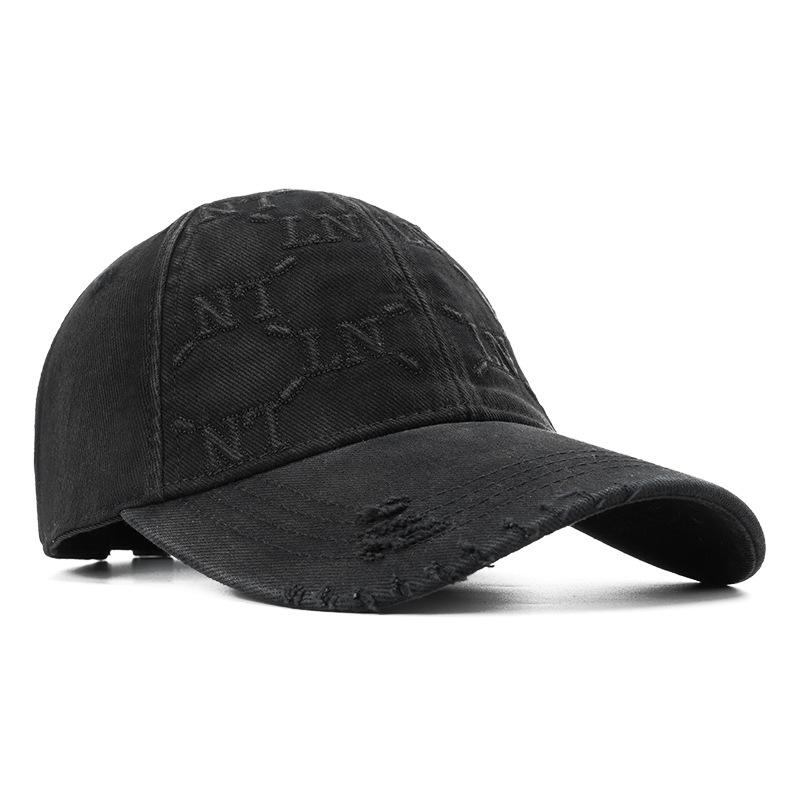 Retro Baseball Cap 100% Cotton 6-Panel Large Head Circumference Wide Brim Trendy Business/Minimalist/Versatile Styles Unisex L 5860 cm чёрный