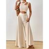 Casual Style Plus-Size High-Waisted Drapey Wide-Leg Pants for Women Summer Cotton-Linen Texture Slimming and Flattering Skirt Pants Commuting