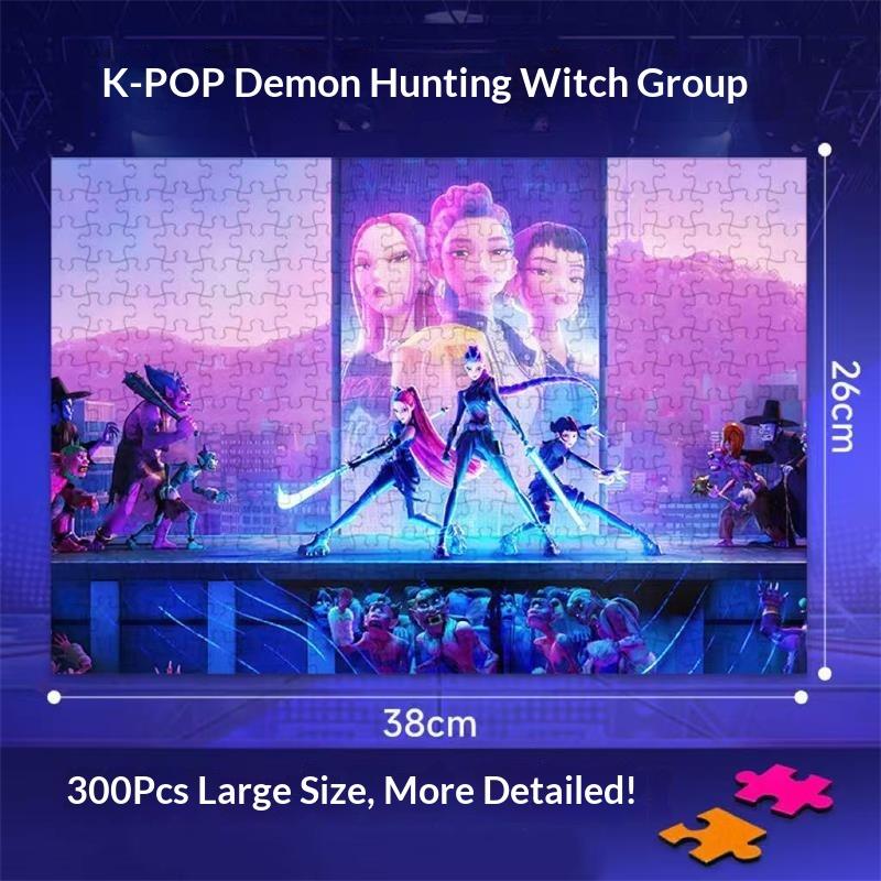 Yeni Kpop Şeytan Avcıları 38*26Cm 300 Parça Yapboz Oyuncakları Rumi Mira Zoey Huntrix Karakter Desenli Masa Oyunu Dekor Çocuk Hediye
