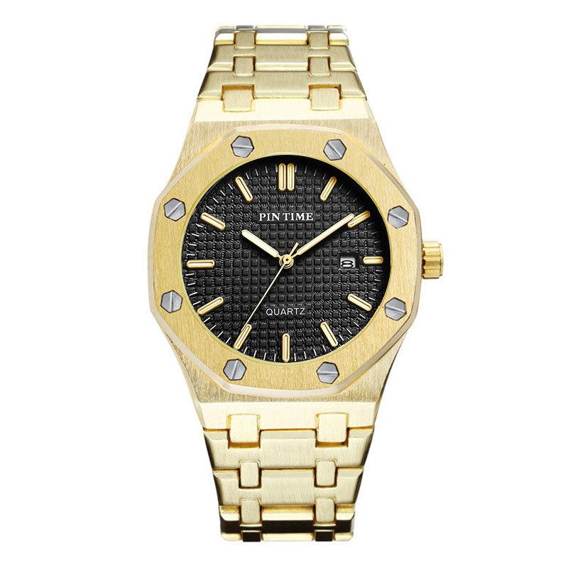 PINTIME Orologi da uomo di lusso automatici con data, impermeabili, luminosi, al quarzo, in acciaio inossidabile, sportivi.