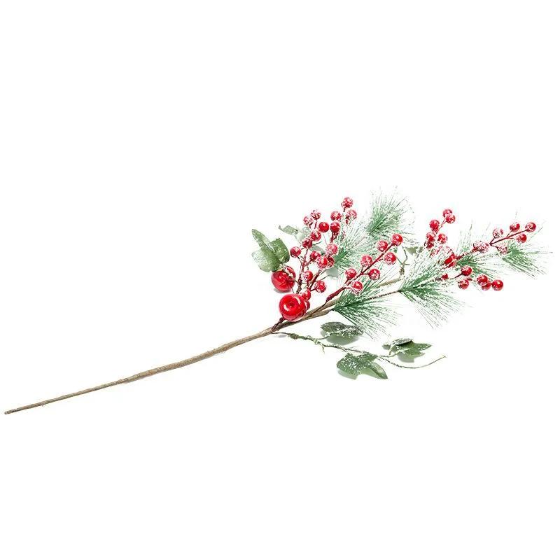 Christmas Berries Pine Artificial Berry Pine Branch Needles Faux Christmas Plant Xmas Tree Wreath DIY New Year Christmas Decor