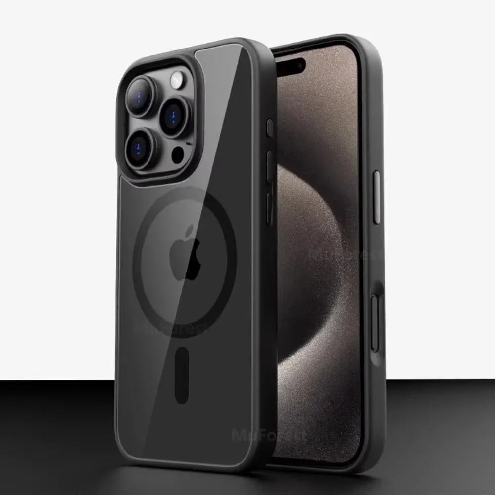 

Магнитный Беспроводной Прозрачный Чехол Для iPhone 16 15 14 13 12 11 Pro Max Plus Акриловый Для Magsafe Прозрачный Жесткий Противоударный Чехол For iPhone 16 Pro Max