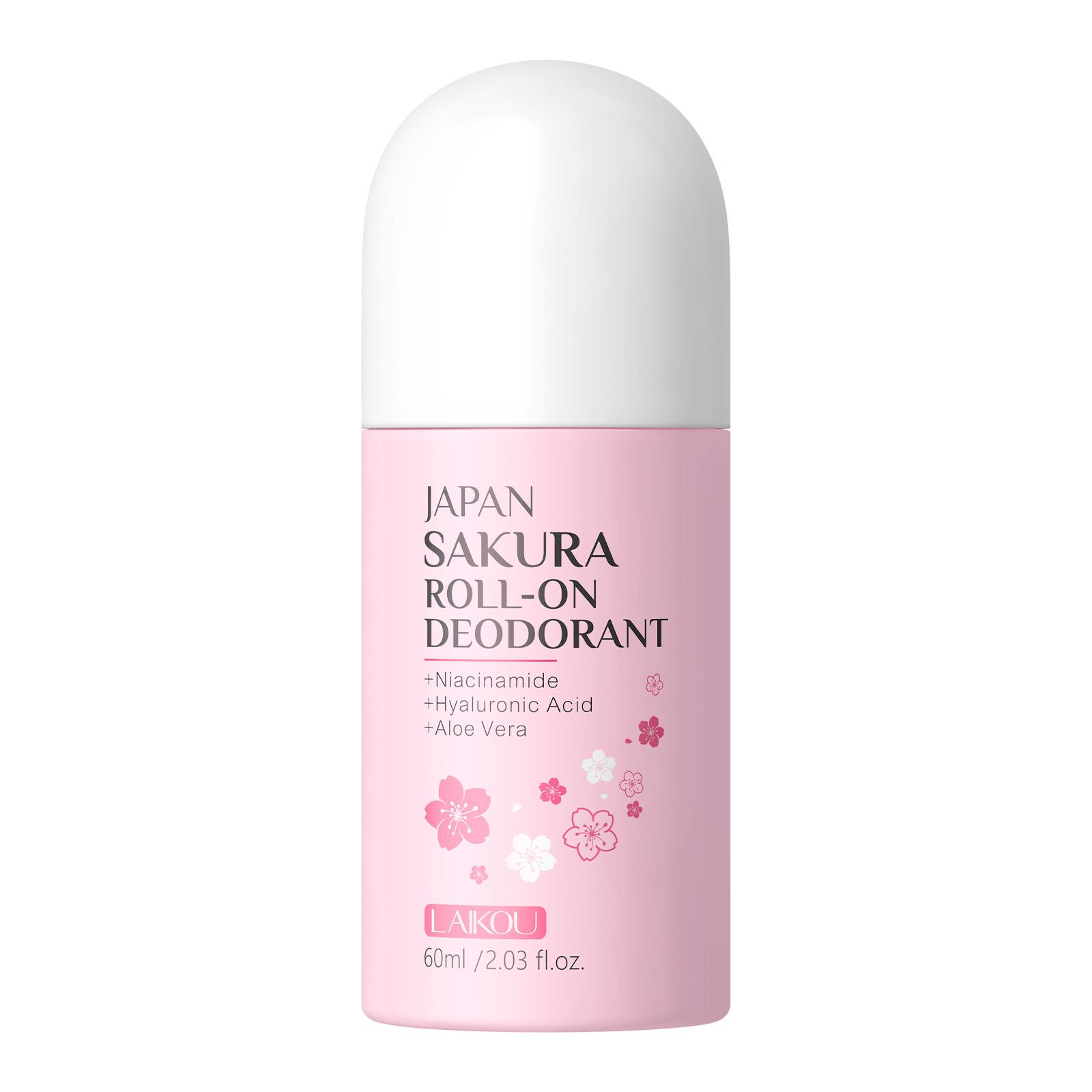 Kirschblüten Roll-on Deodorant 60ml Reiseformat Antiperspirant 24h Geruchskontrolle Schweißschutz Langanhaltender Frischer Duft Port white