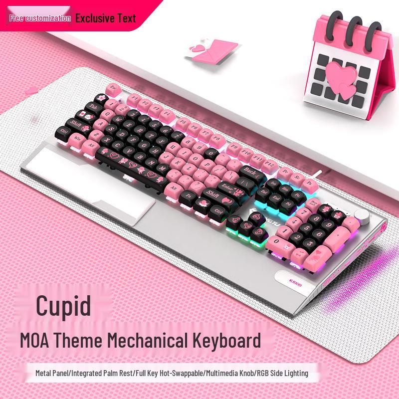 Langtu K1000MOA Mechanical Gaming Keyboard - Wired 104-Key Blue Switch, PBT Keys, for Esports & Office.