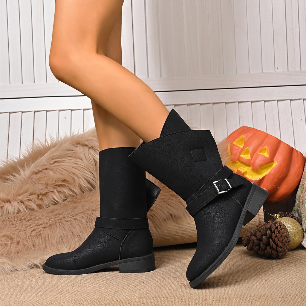 Women Ankle Boots Autumn Winter Ladies Short Boots Women Belt Buckle Decorated Boots Thick Sole Non-Slip Outdoor Shoes Women
