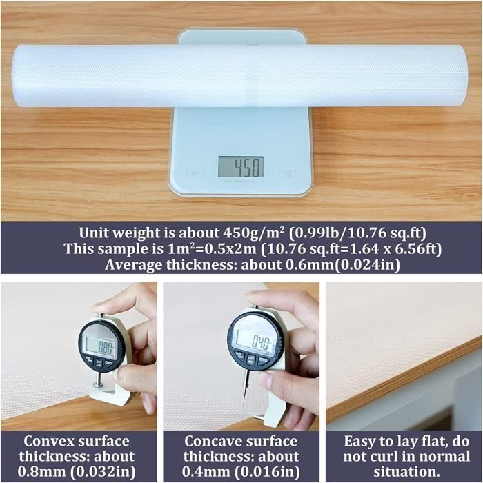 Hersvin 60cmx500cm Tapis Fond de Tiroir Antiderapant Non-adhésif DIY Tapis de Refrigerateur Placard Etagere Frigo, EVA Plastique243