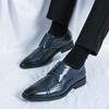 Fashion Classic Brand Men's Leather Casual Shoes Pointed Brogue Shoes Fashionable Blue Lace Up Men's Business Formal Shoes Versatile