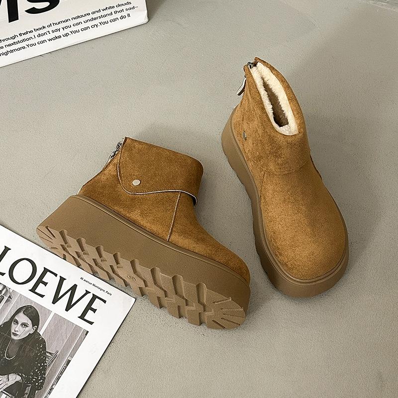 

Жіночі м які еластичні зимові теплі холодні стьобані снігові чоботи товста підошва нековзні зносостійкі вуличні спортивні хутряні бавовняні чоботи 40 верблюд