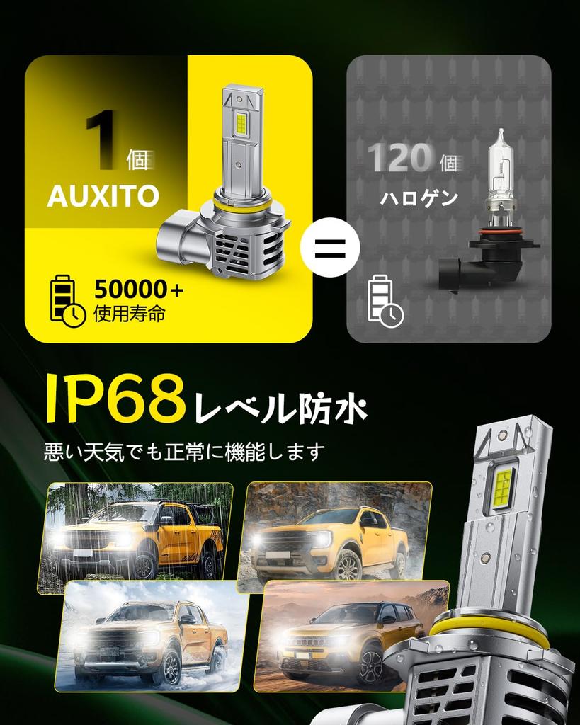 AUXITO 9005 HB3 LED Headlight, High Brightness, 16 LED Chips, 6 Times Brightness, Improves