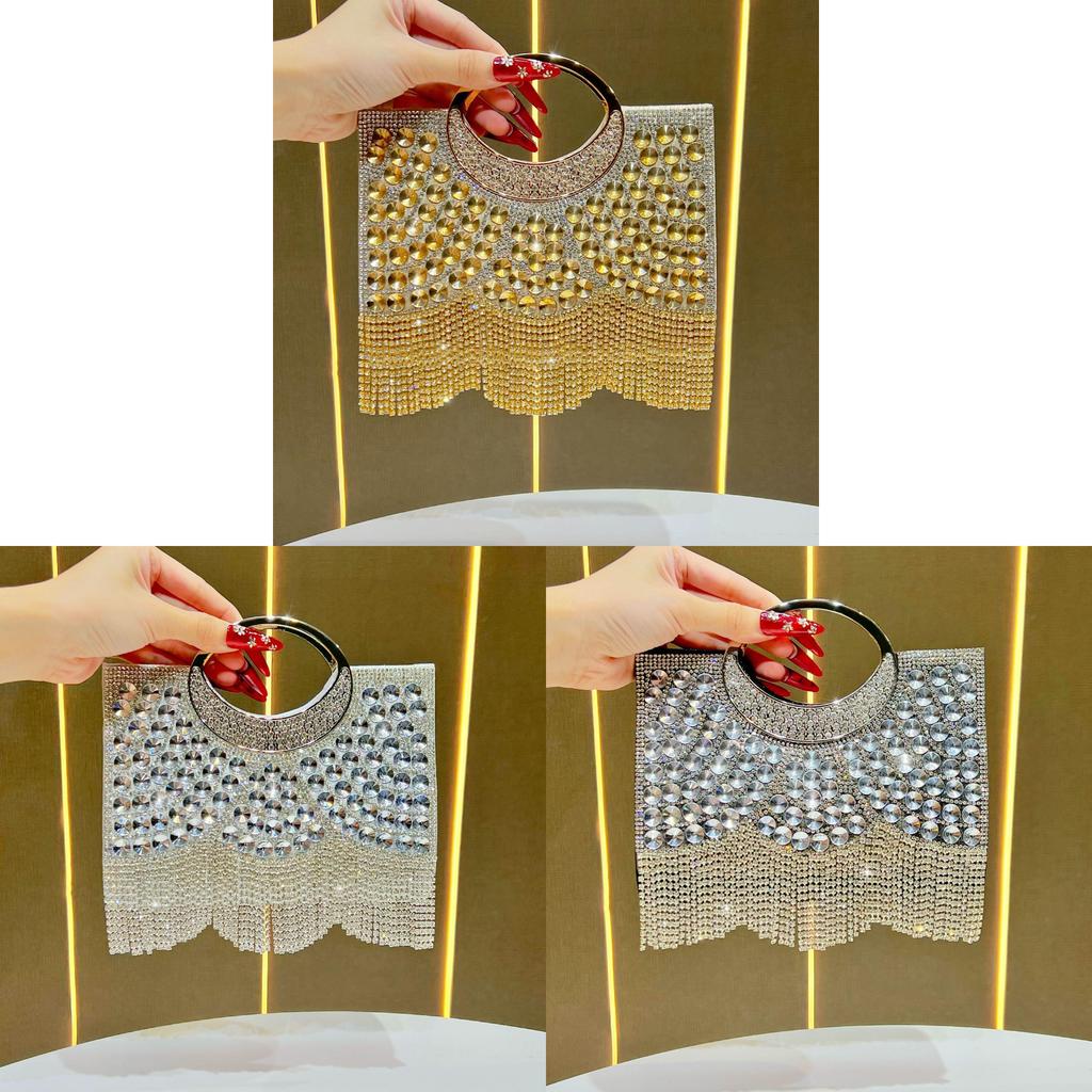 Elegant Evening Clutch Bag With Waterdiamond Tassels For Formal Events