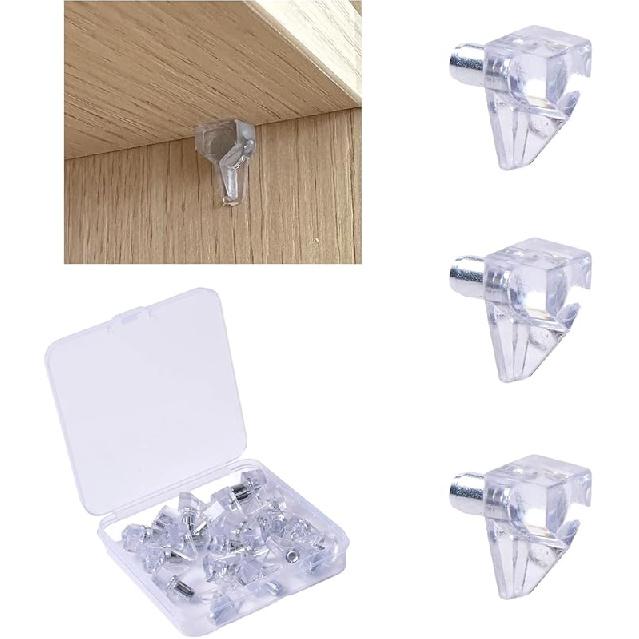 20 Pack 5 Millimeters White Shelf Support Peg, Durable Plastic Shelf Supports Pin Lightweight Cabinet Shelf Pegs, Transparent Shelf Holder Pins for