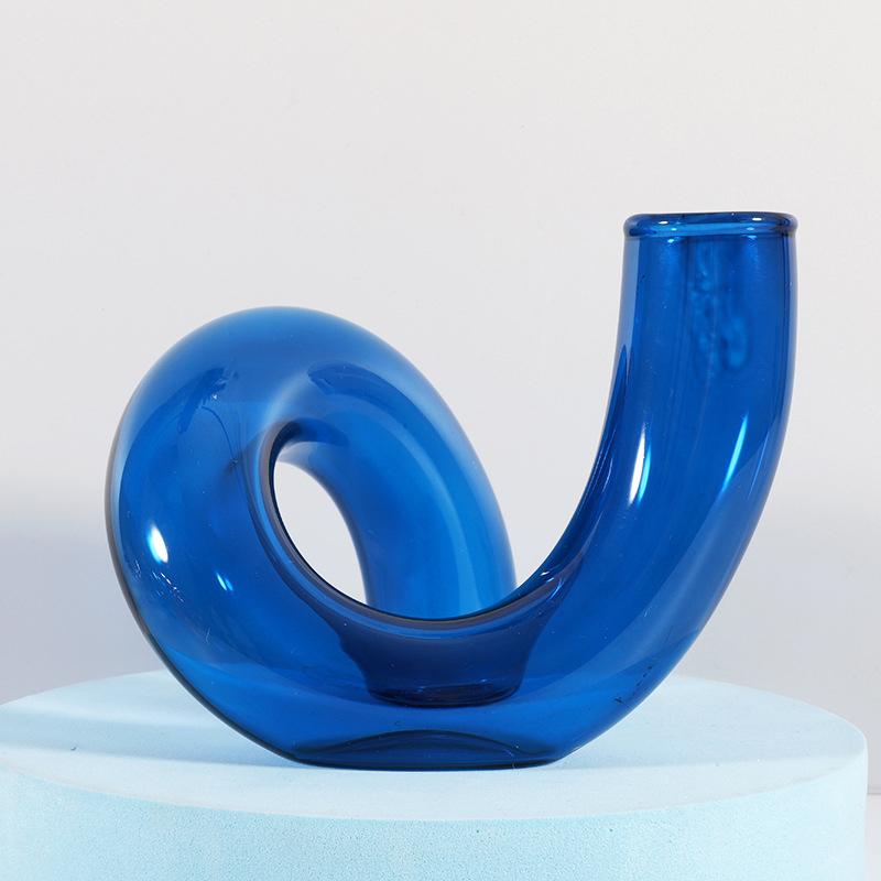 Домашний декор, способный декор, ваза, подсвечник, стеклянный подсвечник, свадебное украшение, европейский синий