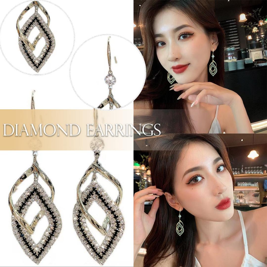 

Tingml Elegant Glitter Double Rhombus Drop Dangle Hook Earrings Fashion Jewelry