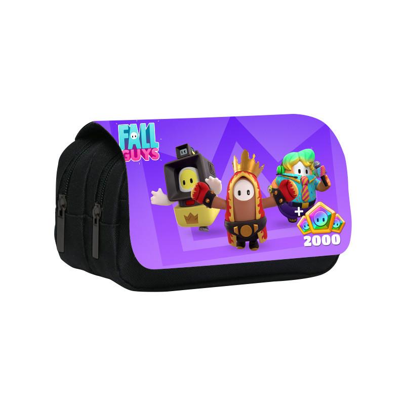 Fall Guys Pencil Case Double Layer Cartoon Stationery Bag For Students And Kids