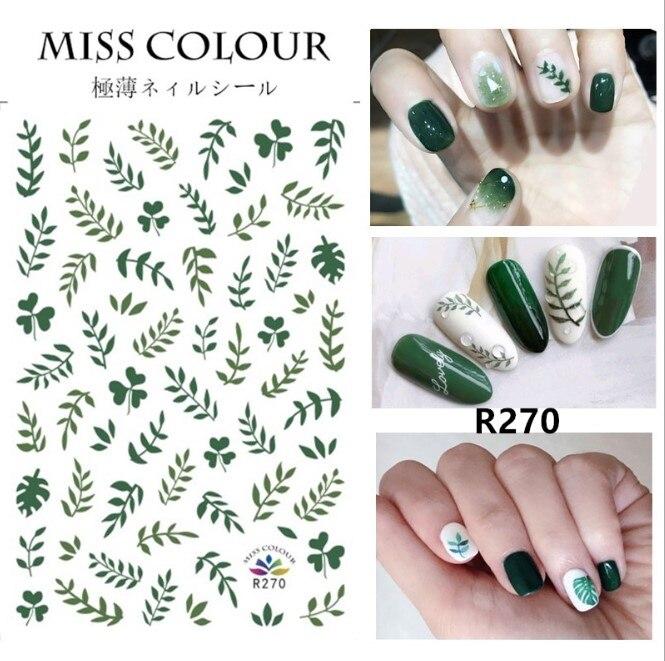 1pc 3D Nail Stickers Spring Summer Natural Flower Leaves Simulation Dried Flower Dragonfly Nail Applique Water Slides Decoration