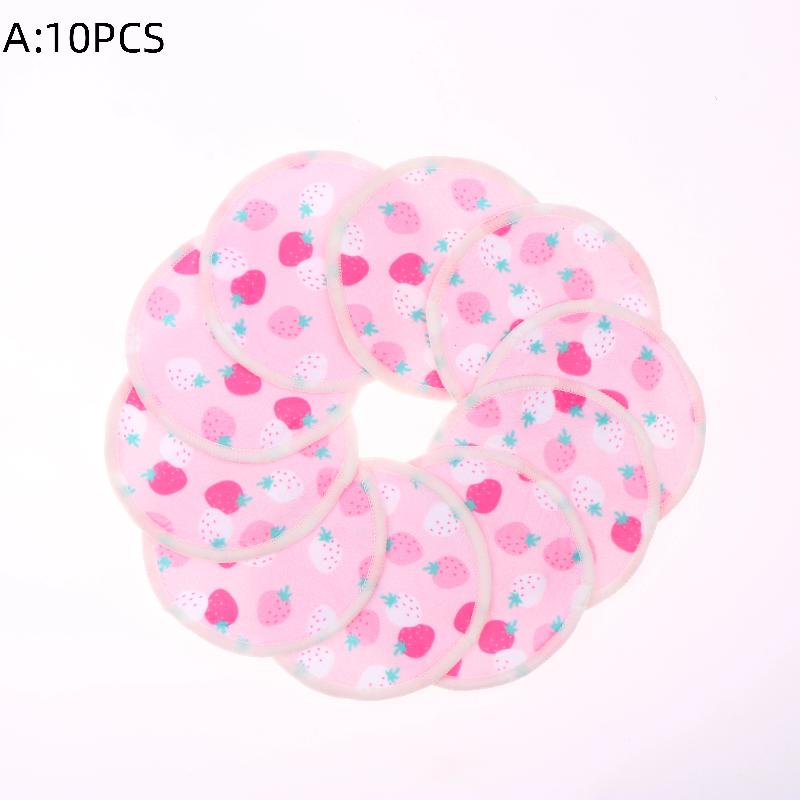 10 Pcs Makeup Remover Pads Washable Double-Layer Strawberry Print Cleaning Cotton Reusable Facial Make Up Removal Pads Tool