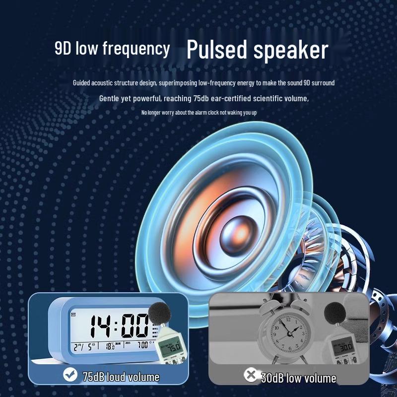 Multifunctional Smart Student Alarm Clock: Extra Loud, Silent, Rechargeable, with Temperature Display and Night Light