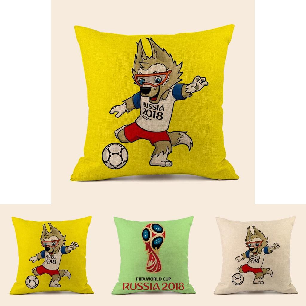 Soccer Fans World Cup 32 Teams Cotton Pillowcase With Emblem For Home Bar Lounge