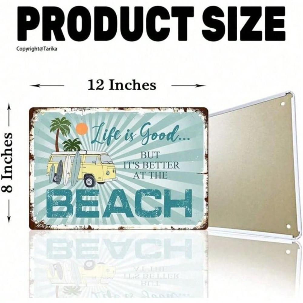 Metal Wall Art, Beach Vintage Decor, Living Room Poster