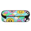 School Pencil Case Printed 300D Polyester Secure Zipper Closure with Mesh Pocket Removable Divider and Pen Slots for Students