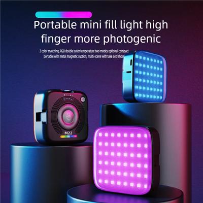 Mini RGB Hot Boot Fill Light LED Video Light 3000K-9000K Beauty Magnetic Suction 2000mAh Portable Atmosphere Photography Light