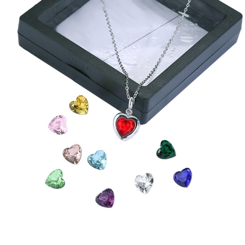 Replaceable Zircon Necklace Birthstone Pendant Neckchain Adjustable Choker Handmade Collarbone Chain Jewelry for Women