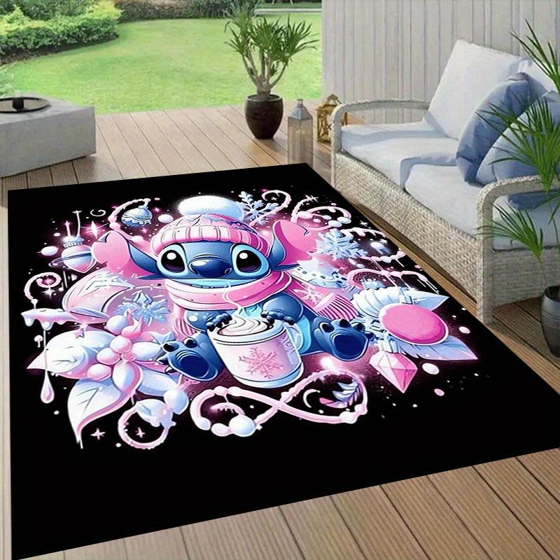 1pc Cute Stitch Pattern Area Rug Soft Flannel Floor Mat for Living Room,Office,Bedroom and Carpet,Sofa Coffee Table Floor Mat