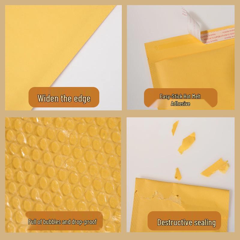 Thick Yellow Kraft Bubble Mailer - Self-Adhesive Clothing Packaging