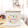 Best Teacher Ever Printed Coffee Mug White Enamel Cups Handle Cocoa Cup Home Office Drinking Mugs Teacher's Day Graduation Gifts