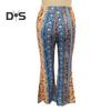 Women Pants Ethnic Style Floral Print Long Flared Pants Retro High Elastic Sexy Casual Trousers Streetwear