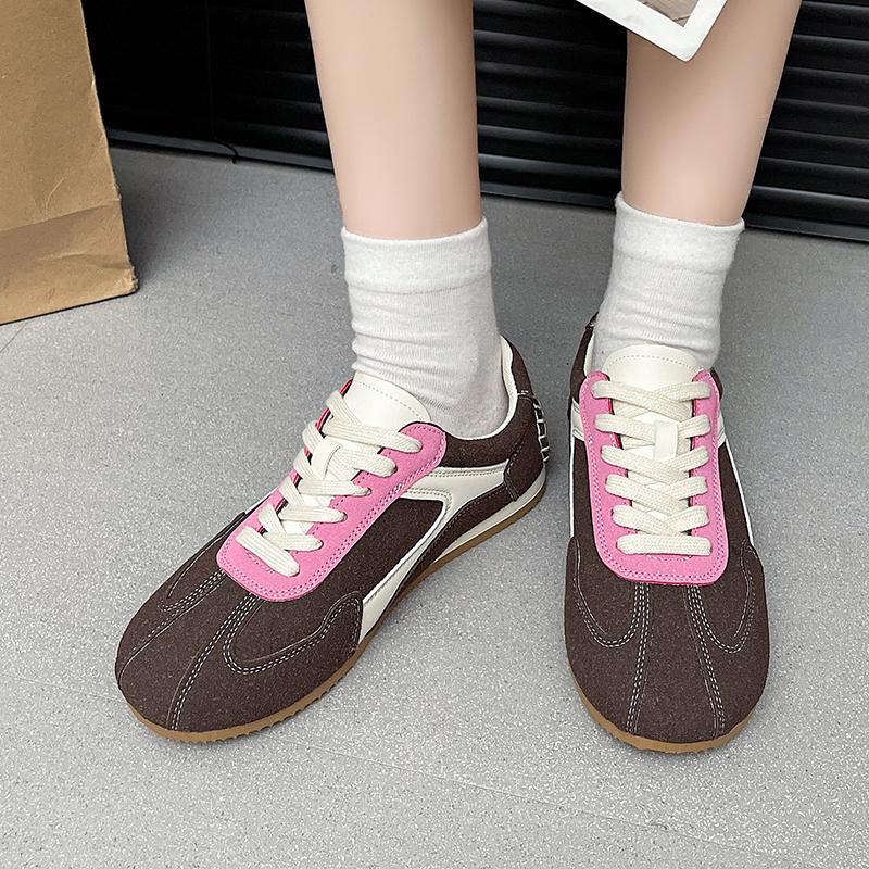 

Модные кроссовки Женские винтажные туфли Женские с круглым носком на низком каблуке на шнуровке Кроссовки для улицы Повседневные футбольные туфли Весна Осень Студенты2024 35 коричневый