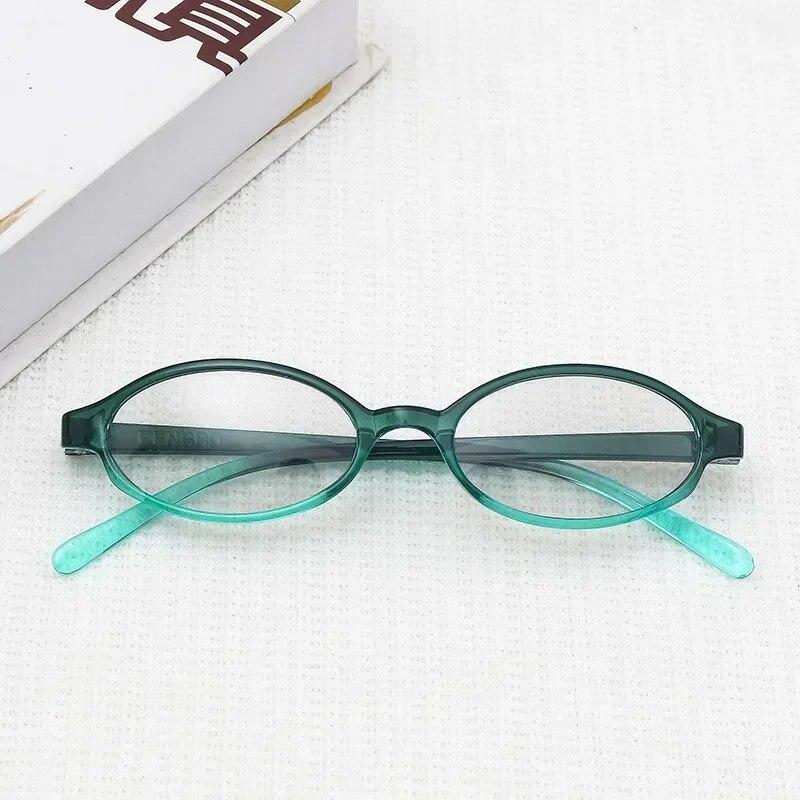 New Retro Small Frame Spicy Girl Anti Blue Light Glasses, Oval Shaped Fashionable Flat Light Glasses for Students
