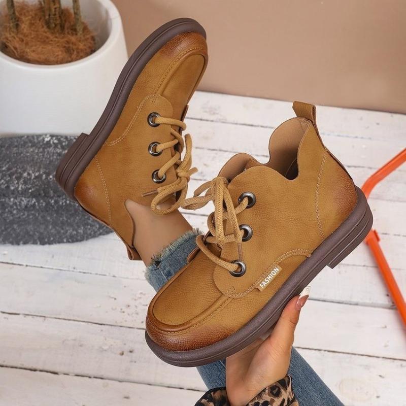 Large Size Women's Shoes To 4 Martin Boots, New Big Head Retro Casual Versatile Thick Sole Huge Good-looking Short Boots