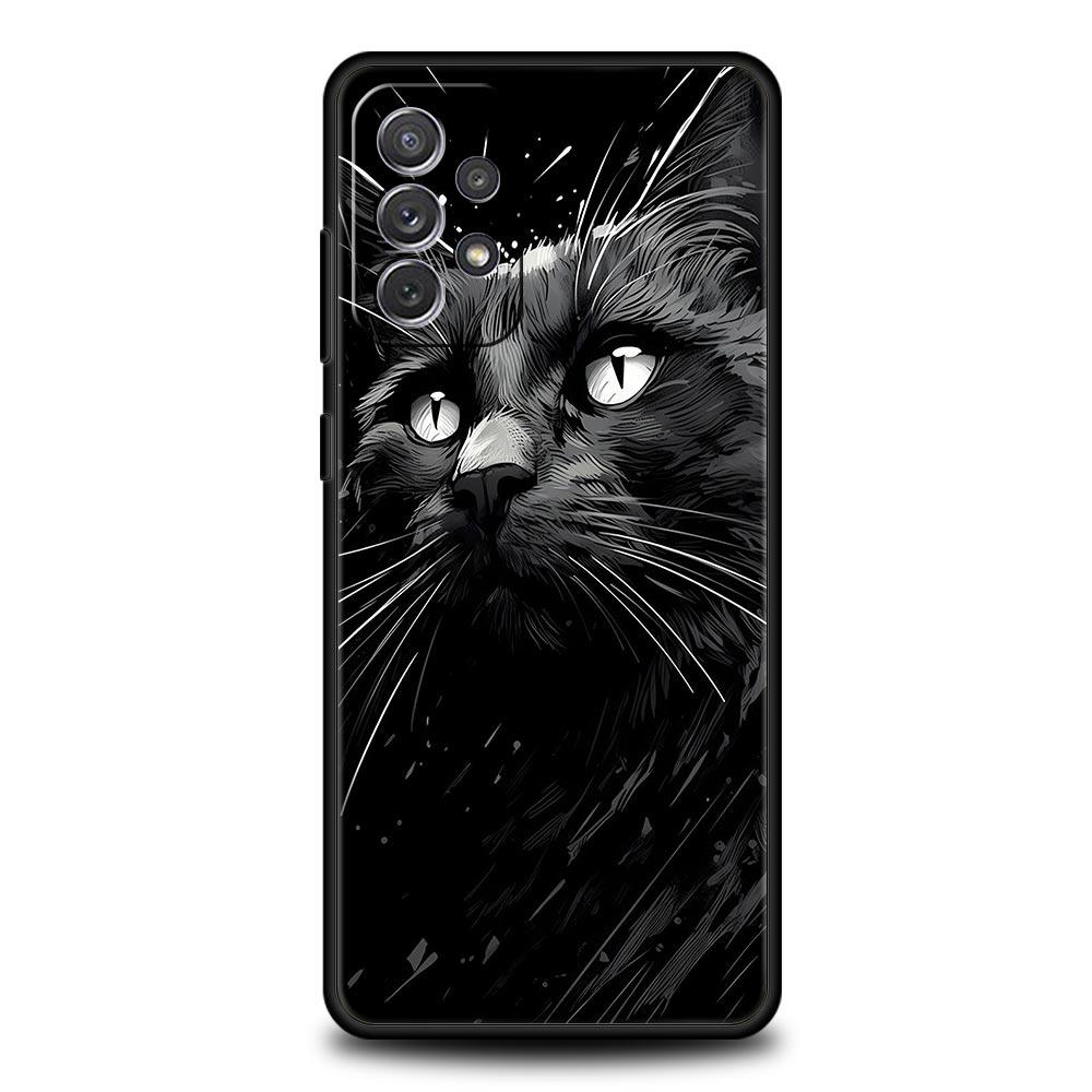 Black Cat Phone Case for Samsung A51 A71 A21S A12 A11 A15 A25 A31 A41 A23 A33 A53 A73 A03S A05S A13 5G A35 A55 Cover