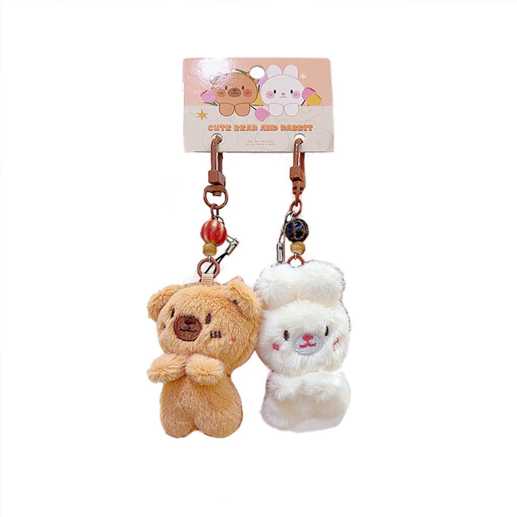 Plush Bear Rabbit Keychain Toy Stuffed Doll Bag Pendant Decoration Gift Kids